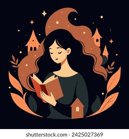 Girl reading a book Illustrations 
