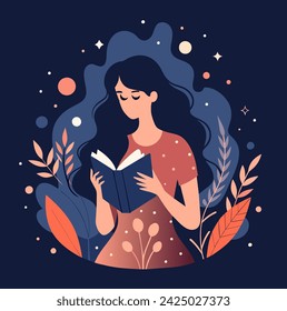 Girl reading a book Illustrations 
