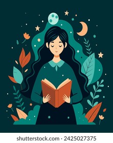 Girl reading a book Illustrations 
