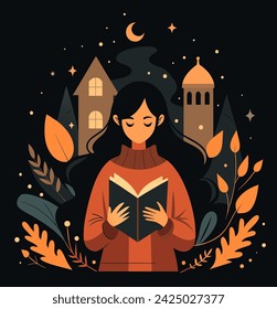 Girl reading a book Illustrations 
