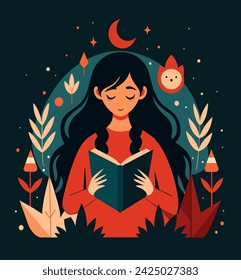 Girl reading a book Illustrations 
