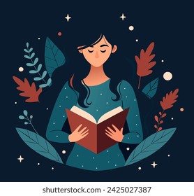 Girl reading a book Illustrations 
