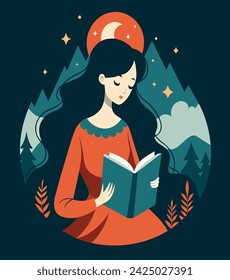 Girl reading a book Illustrations 
