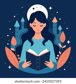 Girl reading a book Illustrations 
