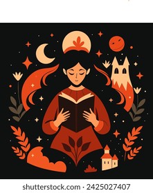 Girl reading a book Illustrations 
