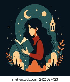 Girl reading a book Illustrations 
