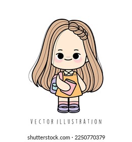libro de lectura de niñas, ilustración de vector de aprendizaje