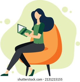 A girl reading book on sofa