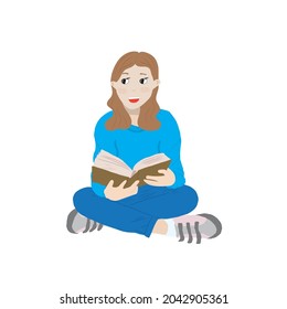 Girl reading a book and smiling