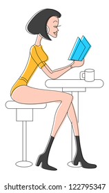 Girl Reading a Book Vector