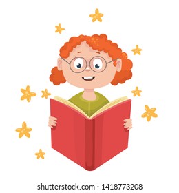 girl reading a book vector illustration