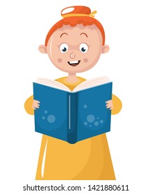 girl reading a book vector illustration