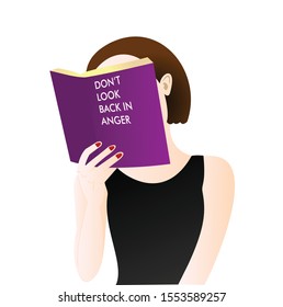 Girl Reading Book Vector Illustration