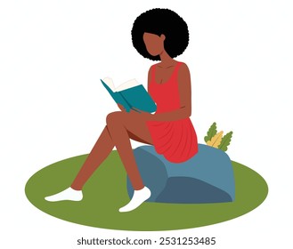girl reading book Vector illustration