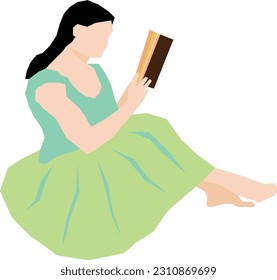  Girllesebuch, Vektorbild oder Clipart