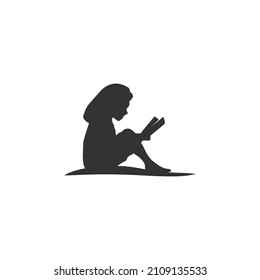 Girl reading the book vector stock silhouette illustration