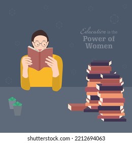 Girl Reading Book Women Education