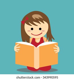 Girl reading a book-vector cartoon