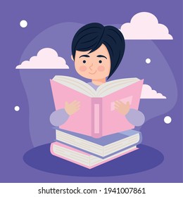 Girl reading education literature book