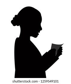 a girl reading silhouette vector