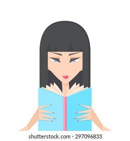 Girl reads a book vector 