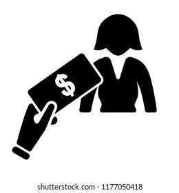 Girl receiving a bill
