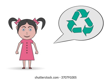 Beautiful Girl Thinking Green Recycling Idea Stock Vector (Royalty Free ...