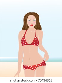 Girl in red bikini