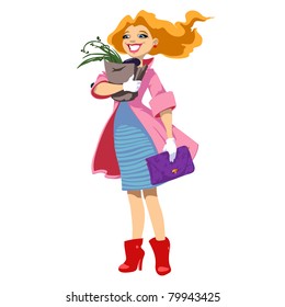 Girl in red boots and coats.