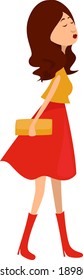 Girl in red boots, illustration, vector on a white background.