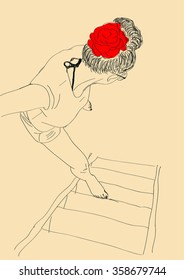 girl with red bow