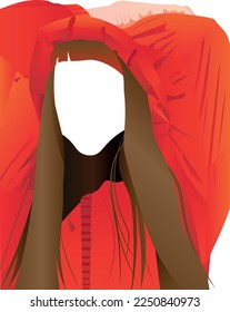 The girl in a red designer jacket without a face