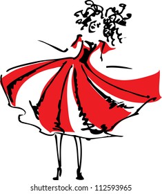 Girl in a red dress