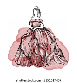 Girl Red Dress Sketch Fashion Illustrationhand Stock Vector (Royalty ...