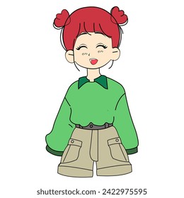 A girl with red hair, drawing of a girl