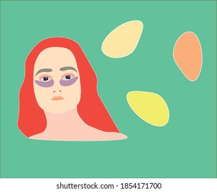 
Girl with red hair on a green background to