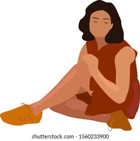Girl in red, illustration, vector on white background.