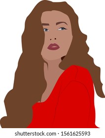 Girl in red, illustration, vector on white background.