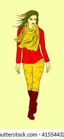 the girl in the red jacket