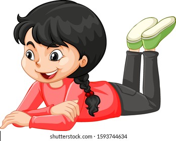 Girl in red shirt on isolated background illustration