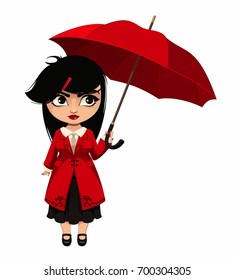 Girl with a red umbrella