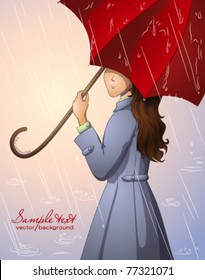 A girl with a red umbrella