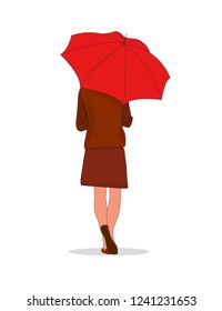 Girl with red umbrella beautiful illustration design.