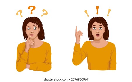 Girl reflexiona sobre la decisión. El proceso de encontrar una solución. pensamiento o solución de problemas en el concepto de negocio