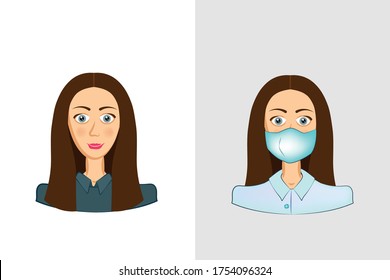 Girl in a regular clothes and in the form of a nurse