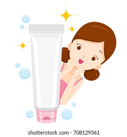 Girl Relaxing With Clean Face Packaging, Facial, Beauty, Cosmetic, Makeup, Treatment, Healthy
