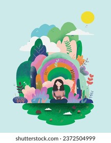 A girl relaxing the colorful day