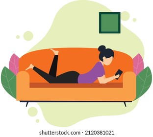 Girl Relaxing on Sofa concept