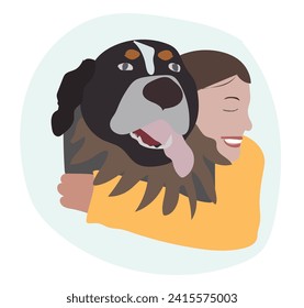 Girl Relaxing and Spending Time with your Dog. Character Take Care of Dog. Best furry friend. Pet Sitter and Animal Lover Concept. Flat Cartoon Vector Illustration. Friendship. Loyal. Lifestyle. Fun.