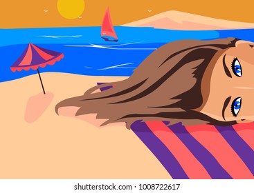 Girl is relaxing and sunning